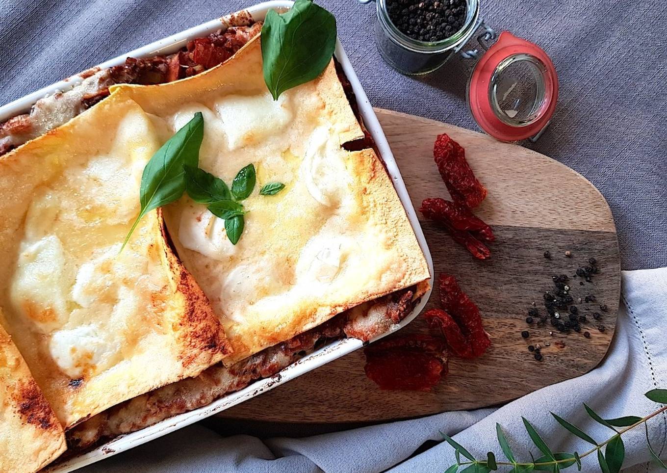 Lasagnes végétariennes aux champignons et aux poireaux