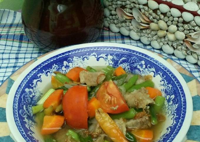 Resep Asem Asem Buncis Wortel Tetalan Daging Sapi Bumbu Cemplung Oleh