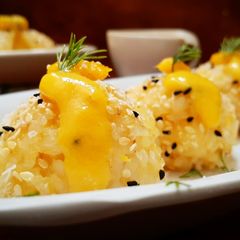 A picture of Mango Sushi Balls.
