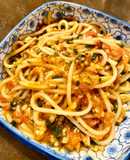 Mì ý sốt tôm cà chua và rau bina cho bé