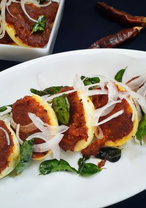 A picture of Tamil style fried eggs.