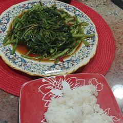 A picture of Pad boong (thai / chinese stir fry vegetables).