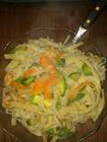 Fideos fetuccini estilo-criollo con verduras