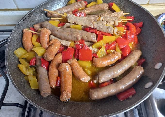 Misto carne alla birra con peperoni