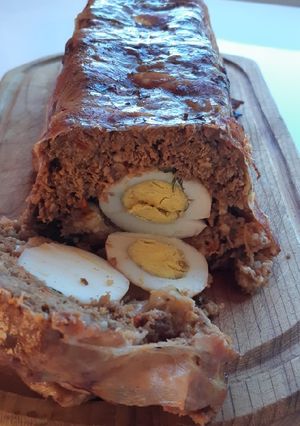 Una foto de Pan de carne envuelto en Panceta
