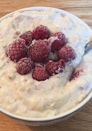 A picture of Easiest oatmeal ever microwaved healthy dessert or breakfast.