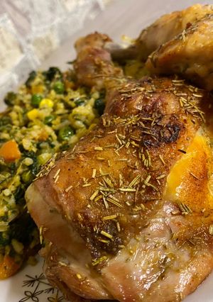 Rozmaringos csirke 🍗 spenótos zöldséges rizs 🍚🥢💕 recept fotója