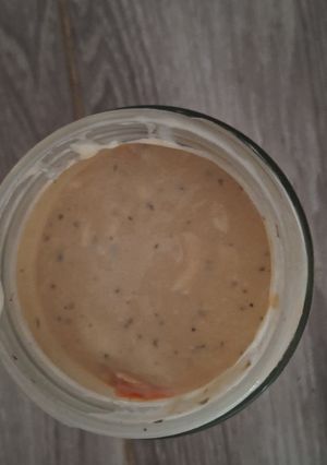 A picture of Keto Greek Yogurt with Cream Cheese, Garlic Sauce and Soy.