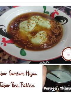 Foto resep Bubur Sumsum Hijau Topping Bee Pollen Kuah Kinca Gula Palem