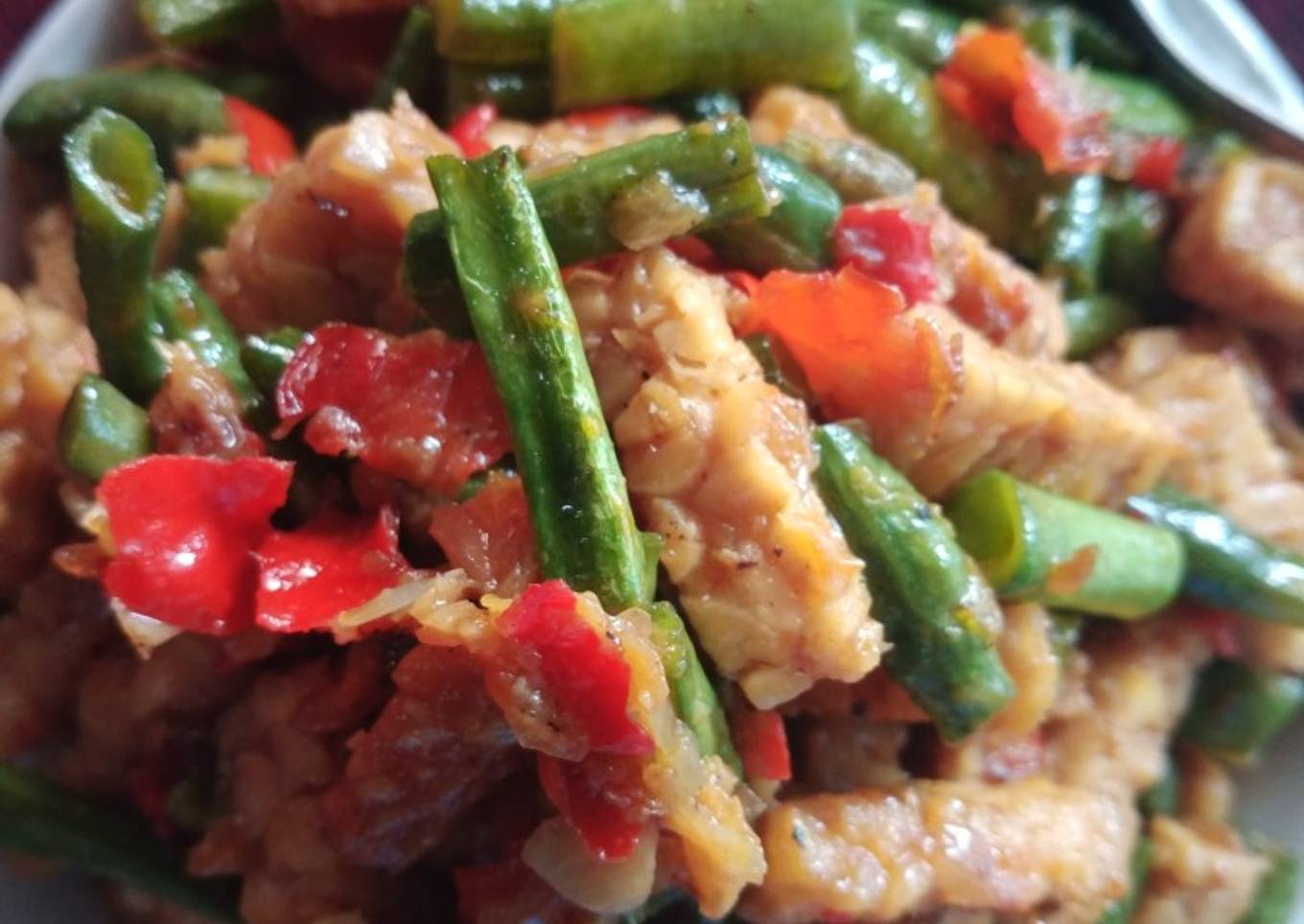 Tumis tempe kacang panjang