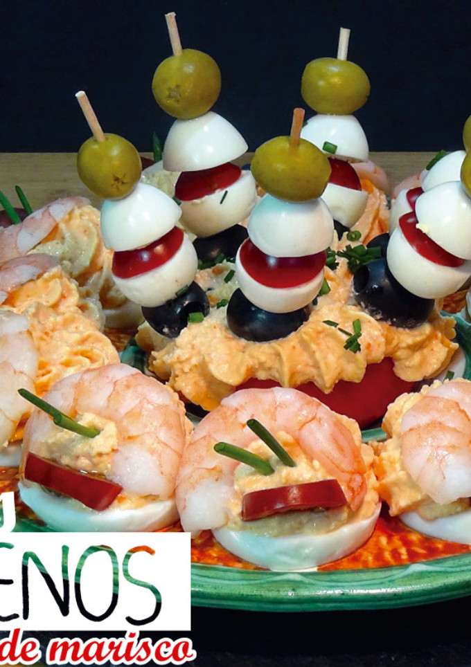 Una foto de Huevos rellenos de crema de marisco. Riquísimos y súper fáciles