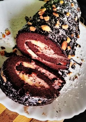 A picture of Chocolate Swiss roll#dessert recipe.