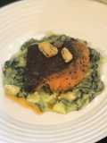 Grill Salmon with Creamy Spinach