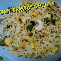 A picture of Peas Corn 'n' Sprouts Pulav,Easy Pulav Recipe.
