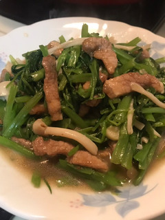 美白菇炒肉絲空心菜 的食譜成品照片