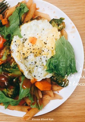 Hình của món Nui xào súp lơ, cà rốt.