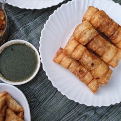 A picture of Buffalo hot sauce rolls.