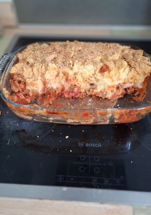 Une photo de Parmentier aubergine champignons