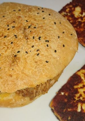 A picture of Toasted Pulled Pork Turkish Rolls.