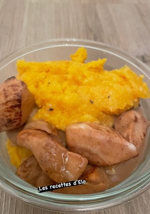 Une photo de Poulet au cidre et purée de potimarron