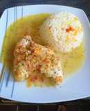 Pollo exprés en olla a presión con arroz