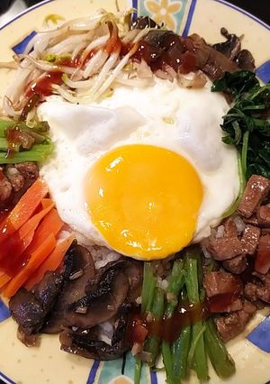 Foto resep Nasi Campur Korea Bibimbap saus gochujang