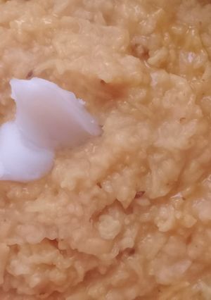A picture of Arahar daal khichdi.