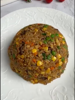 A picture of Fried Rice with Leftover Lamb Skewers.