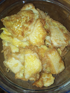 A picture of Ugali fried with eggs#mystaplefoodrecipecontest.