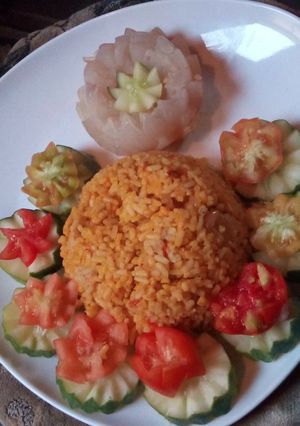 A picture of Palm oil jallof rice.