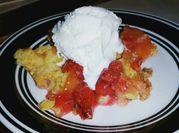 A picture of peach dump cake