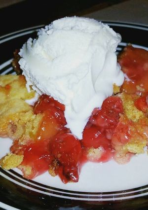 A picture of Cherry Peach Dump Cake.