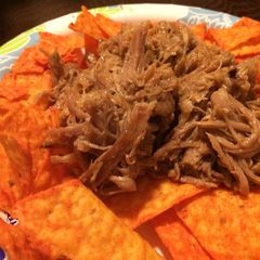 A picture of BBQ nachos.