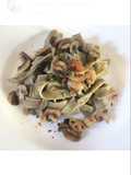 Fetuccini con champiñones al ajillo (apta para veganos y vegetarianos)