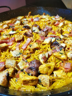 Una foto de Fideos con secreto, seta shiitake y bacon