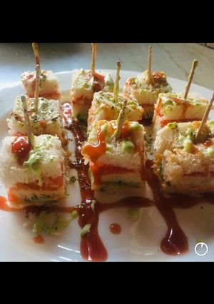 A picture of Paneer sandwich bites.