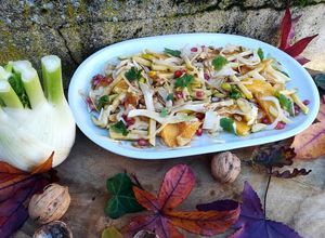 Foto de Salada de Inverno, rica em vitamina C!!! Salada de funcho, laranja, nozes, maçã e romã!!!