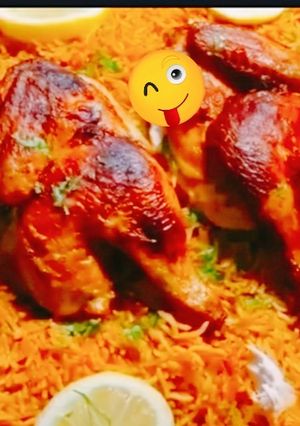 صورة لوصفة الأرز الأحمر بالدجاج 😋