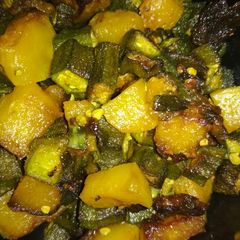 A picture of Lady's finger pumpkin stir fry.