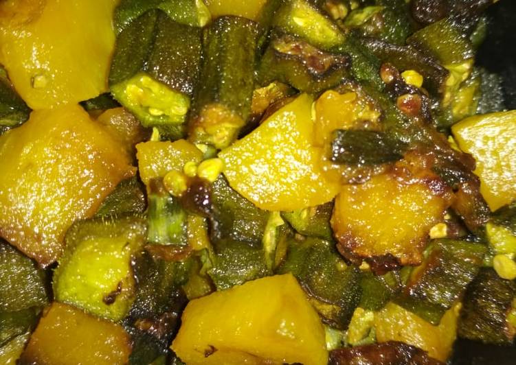 Recipe of Quick Lady&#39;s finger pumpkin stir fry