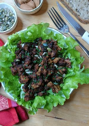 Une photo de 🌿Tofu déstructuré croustillant marinade Asiatique