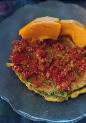 Foto resep Dadar bayam sambal geprek nyoss