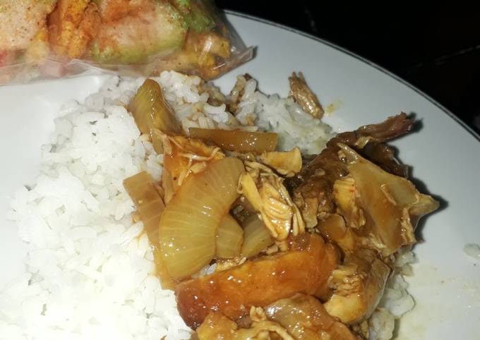 Ayam suwir saus teriyaki simple