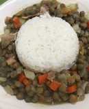 Isla de lentejas con arroz