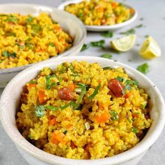 A picture of Dalia upma/ broken wheat upma.