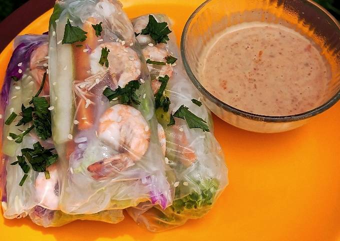 Resep Spring Role with Sesame Dressing Healthy Food Anti Gagal
