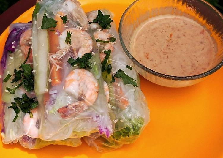 Resep Spring Role with Sesame Dressing Healthy Food Anti Gagal