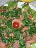 Salmone,con rucola,e pistacchi al profumo di limone