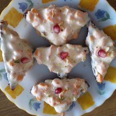 A picture of Shahi tudka with fruit cream.