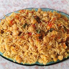 A picture of Chana (chickpea) Pulao.